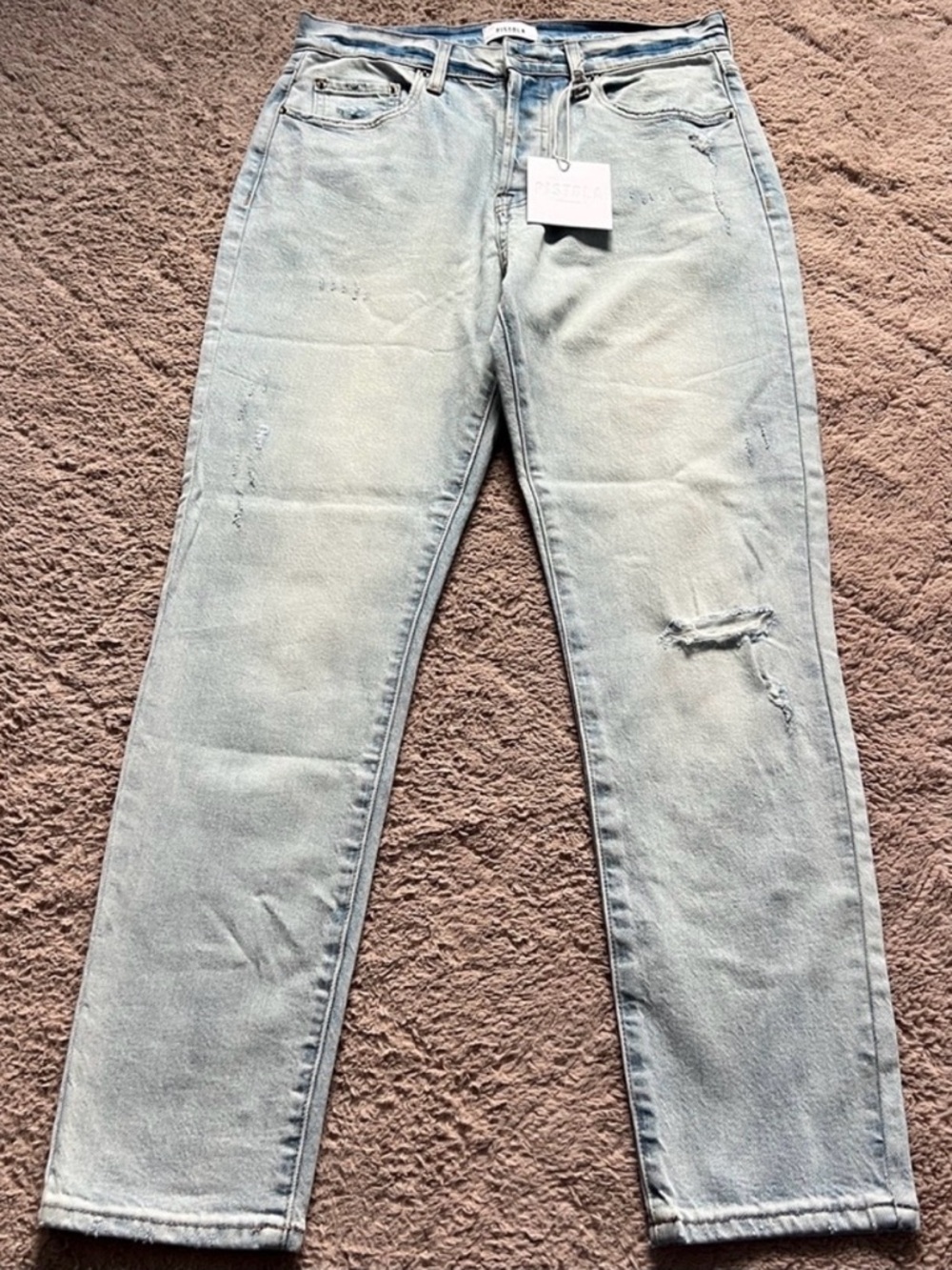 Pistols Nico high rise mom jeans with button fly. NWT.